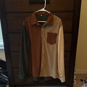 Men’s Colorblock Corduroy Button-Up Shirt